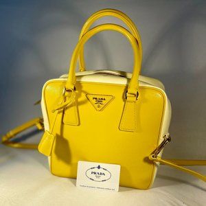 Prada Yellow Hand Bag - BI0864 - Certificate of Authenticity